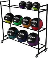 DECORDEEP Heavy Duty Medicine Ball Rack with Wheels - 3-Tier Rolling Storage Stand for Gym & Home, 190 lbs Capacity