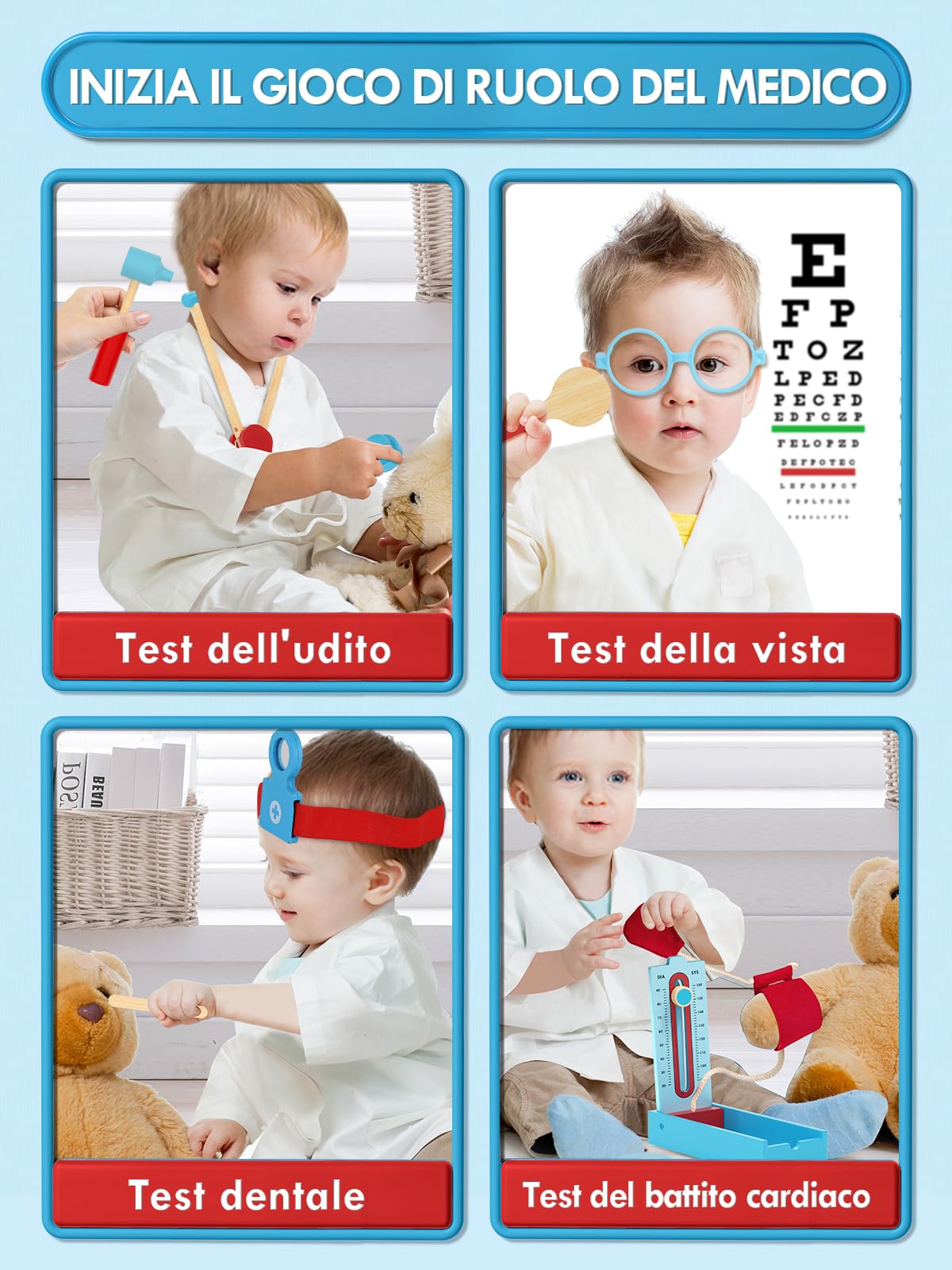 Lehoo Castle Valigetta Dottore bambino Kit Dottoressa Bambina Medico Giochi 3 Anni(Blu)