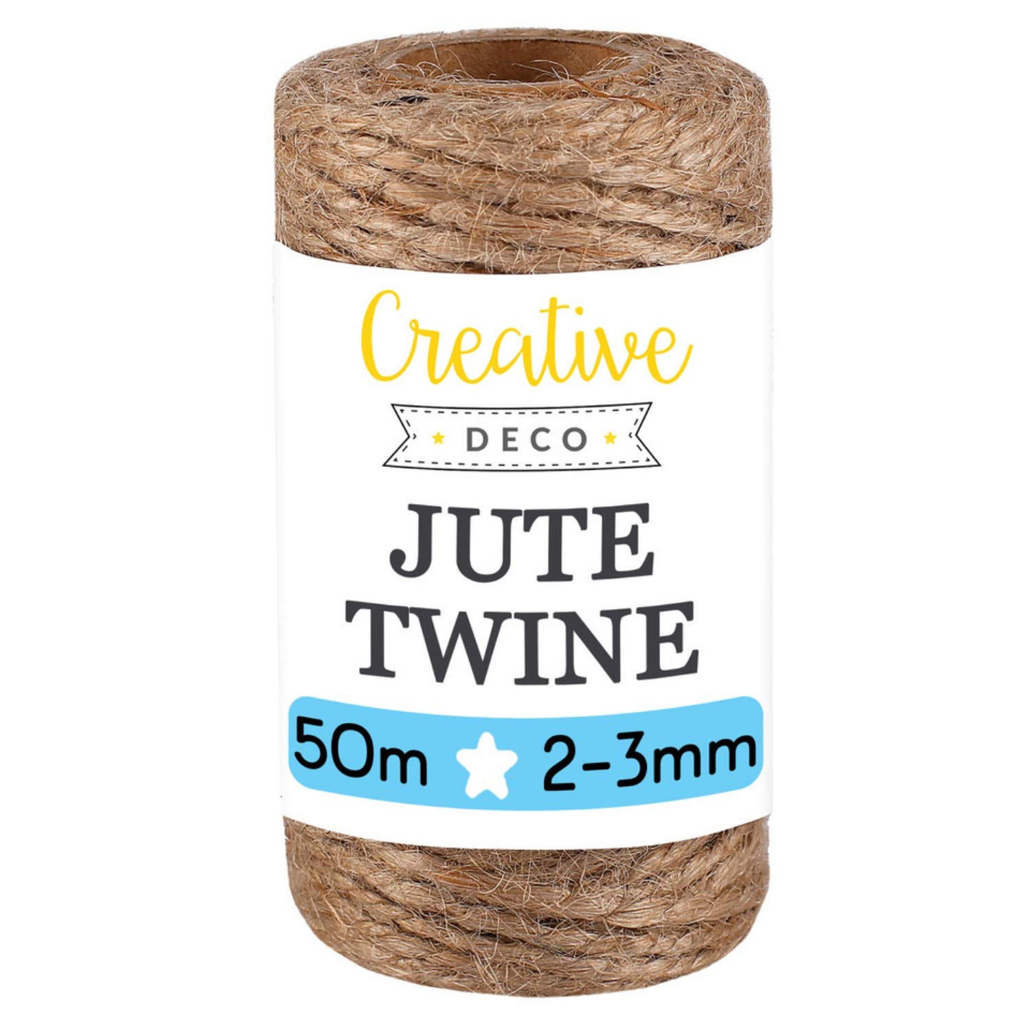 Creative Deco164 Feet Jute Twine Rope String Natural Brown | 50 m Garden Jute String Roll | 3mm Thickness 3 Ply | Cord for Gardening Arts & Crafts DIY Decoration Gift Wrapping | Thick & Strong