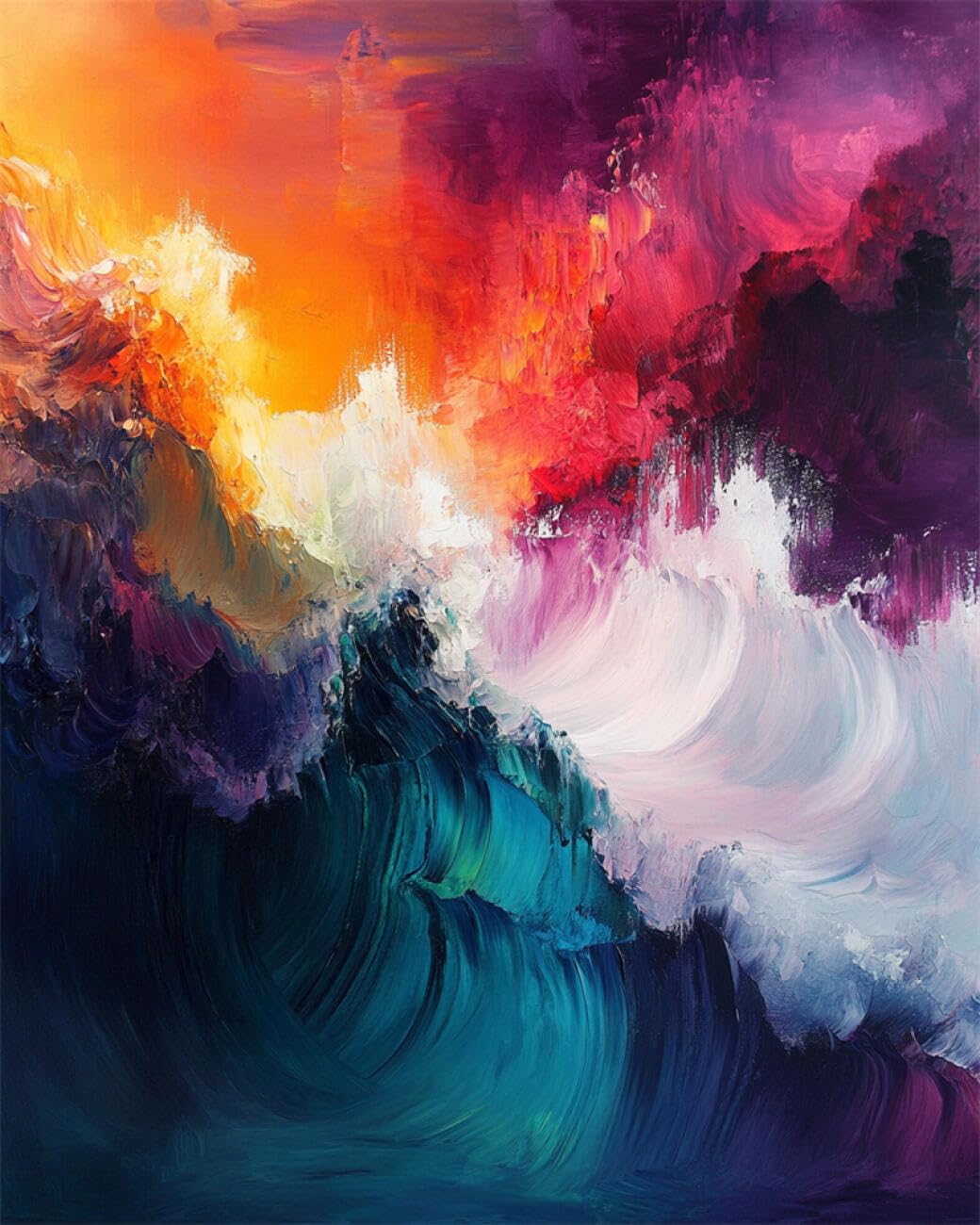 Rkflgew B Diy Seed Ead Embroidery Kits Oil Painting Of Ocean Waves 30X40cm