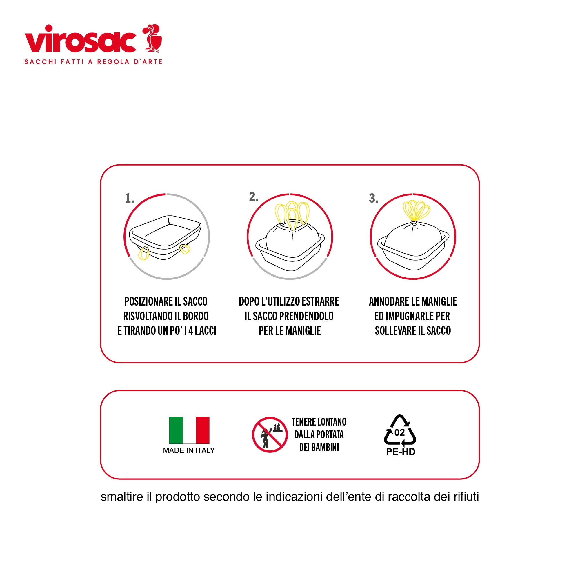 Virosac - Petsac - Sacchi 84x35 resistenti e antigoccia, ideali per lettiere dei gatti, dotati di 4 Pratiche Maniglie Estraibili, 10 sacchetti per rotolo, verde