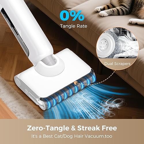 Miniatura 4 de Aspiradora en seco y húmedo, combo de trapeador inalámbrico de 180 con limpieza de bordes, limpiador de piso todo en uno para suelos duros