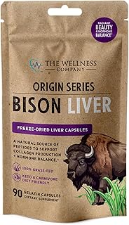 Bison Liver – Natural Beauty, Hormone Balance, Vitality - Grass-Fed & Finished Organ Capsules for Collagen & Skin Health | 90ct (1 Month Supply)