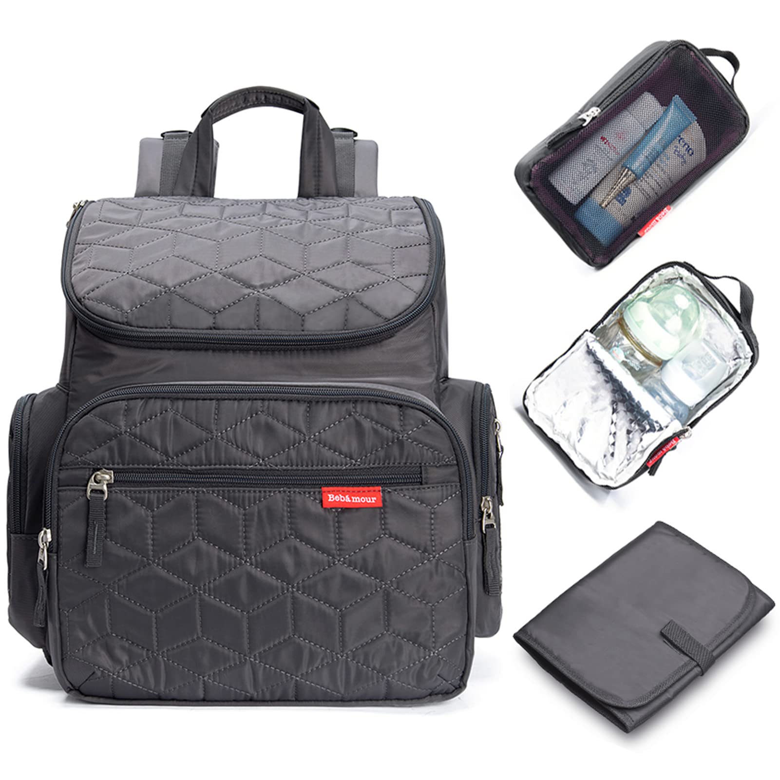 Bebamour Baby Wickelrucksack Wickeltasche mit Wickelunterlage Multifunktional Große Kapazität Babytasche Reisetasche für Unterwegs