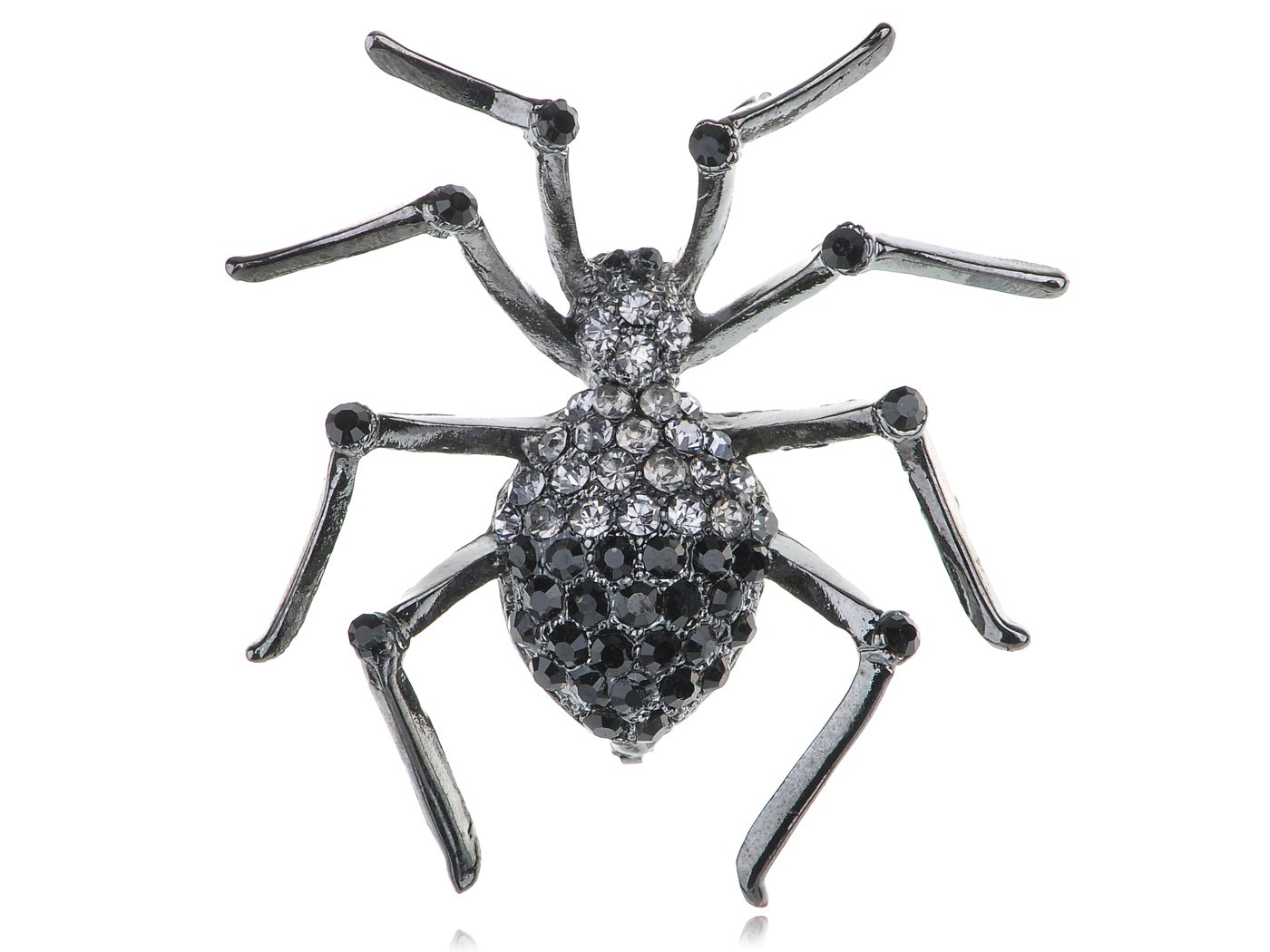 Alilang Gunmetal Black Widow Spider Brooch Pin - Rhinestone & Bead Detail, 3x3 Inches, Halloween Jewelry - View #6