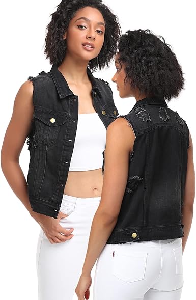 Xeoxarel Women's Denim Vest, Sleeveless Jean Jacket (XS-XXL)