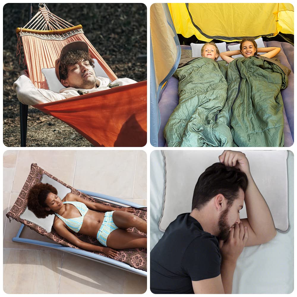 3 Cuscini Gonfiabili Da Campeggio - Compribili, Per Viaggio, Spiaggia E Escursioni, Grigio - Foto 9