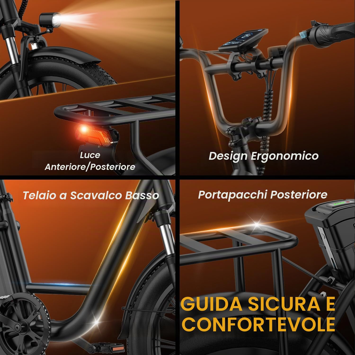 URLIFE Bicicletta elettrica per adulti, 20 x 3,0" fat tire ebike per pendolari urbani, batteria sostituibile da 48 V, 13 Ah, fino a 100 km, motore da 250 W, bicicletta elettrica per uomo e donna