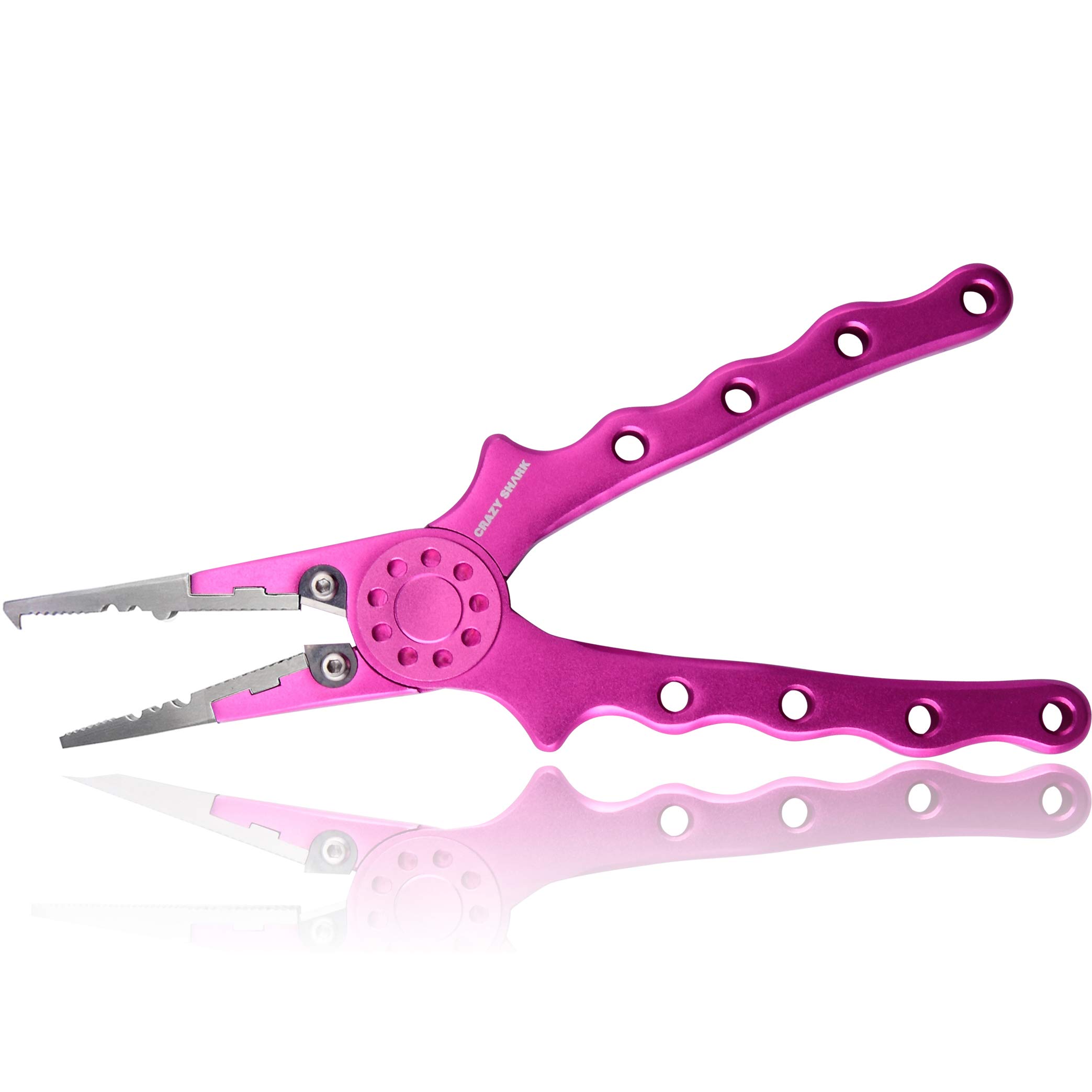 CRAZY SHARK Fishing Pliers - Saltwater/Freshwater Aluminum Pliers With Tungsten Cutters | Sheath & Lanyard Included-624014