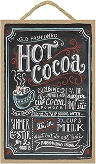 Old Fashioned Hot Cocoa Recipe (Colorful) Wood Sign - Winter Coffee Shop Style Hot Cocoa Bar Decoration for Kitchen - Features the Chalk Artwork of Ampersand - 7" x 10.5" (SJT14812)