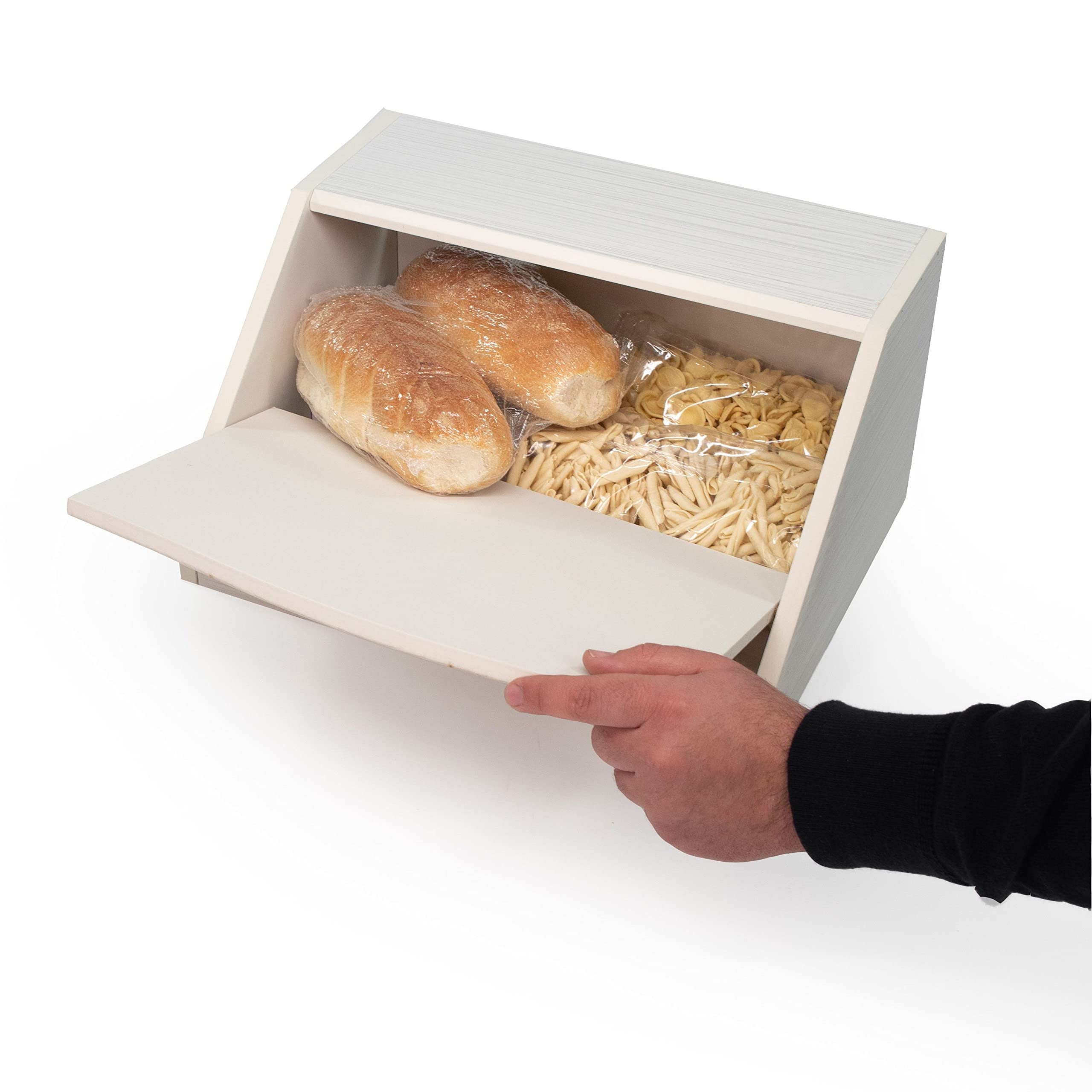 Lupia - Portapane White ALBERO ABBRACCIO amore e famiglia, Conserva Freschezza Pane, Versatile per Cibo Secco, Design Unico, Apertura frontale con Aerazione, 40x20x30cm, Chiaro, Legno
