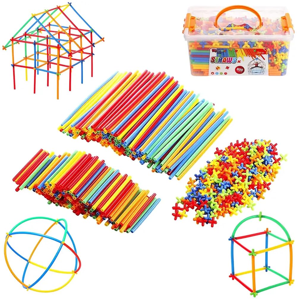 1000 Pieces Construction Straws and Connectors - Interlocking Plastic Colorful Toys for Kids - Creative Building Games for Boys and Girls Ages 4-8