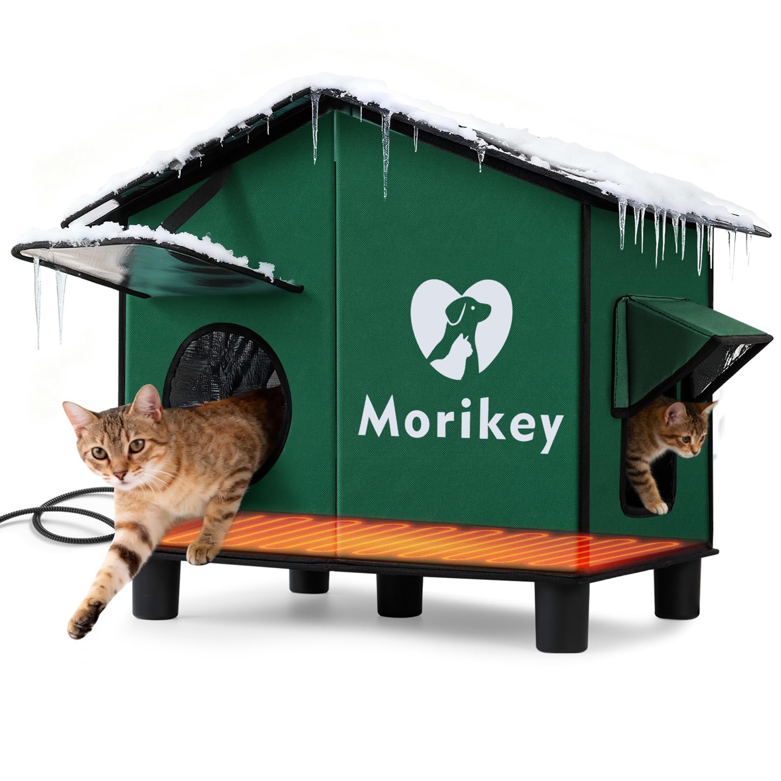 Niche chauffante pour chat d'extérieur en hiver, imperméable et coupe-vent, lit pour chat avec coussin chauffant de sécurité pour chat errant à l'extérieur, grande taille