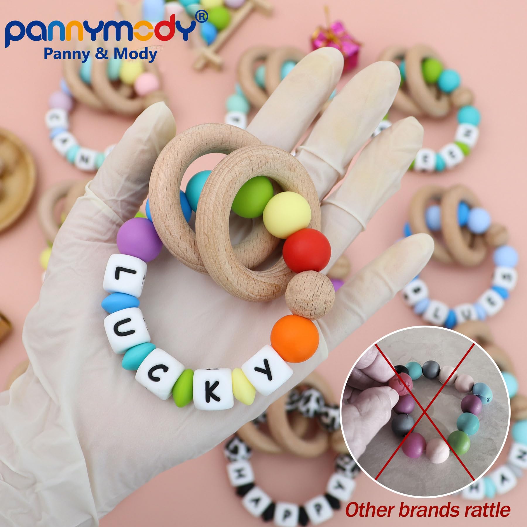 Personalized Names Teether- Custom Silicone Name Teether Ring