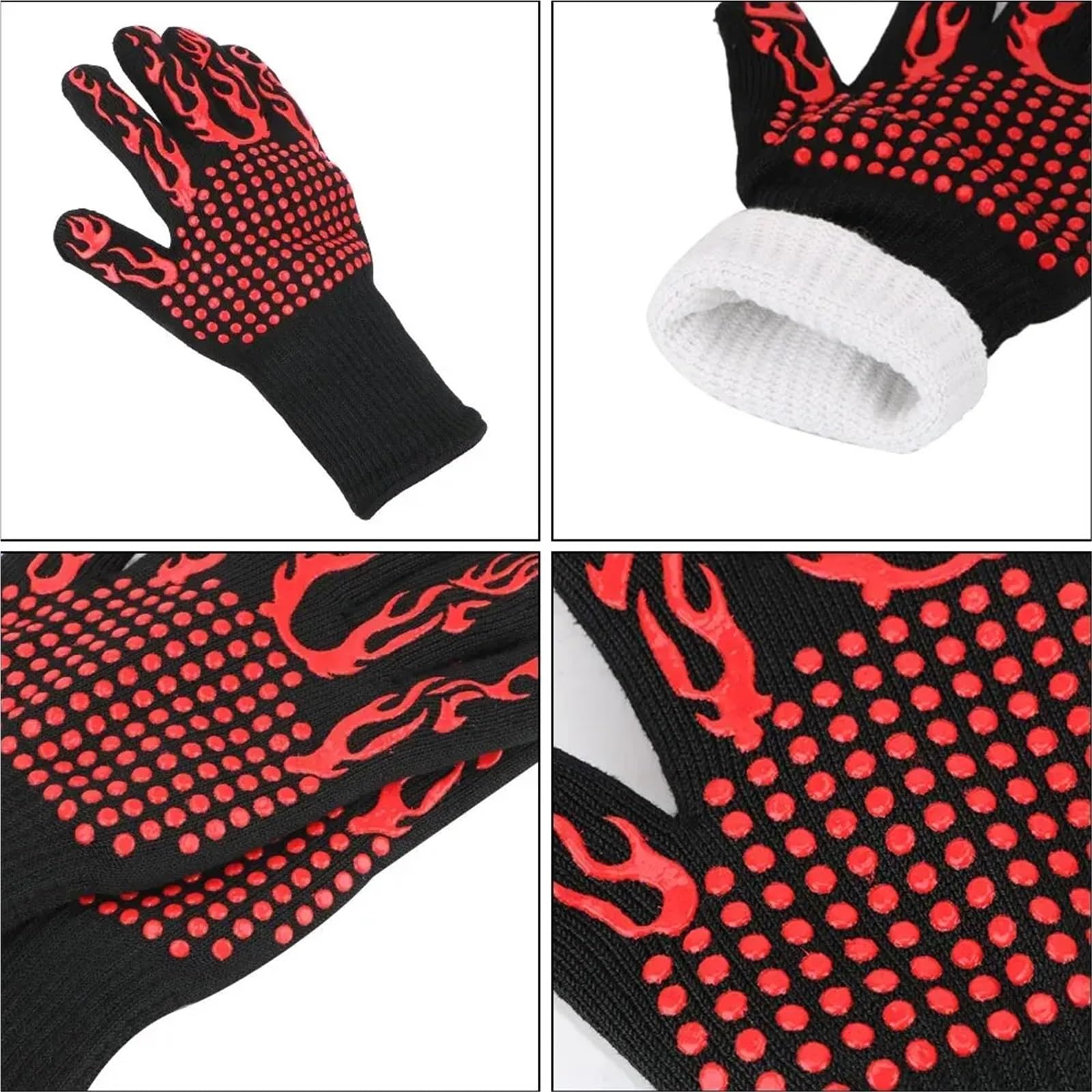 300–500 °C Grill-Feuerhandschuhe, flammhemmend, rutschfest, feuerfest, extrem hitzebeständig, Mikrowellen-Ofenhandschuhe, Ofenhandschuh für BBQ(Blue)