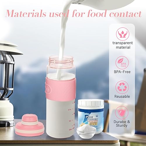 Miniatura 4 de Botella agitadora - 22.0 fl oz23 oz, duradera y a prueba de fugas, perfecta para batidos de proteínas súper cremosos para fitness, color rosa
