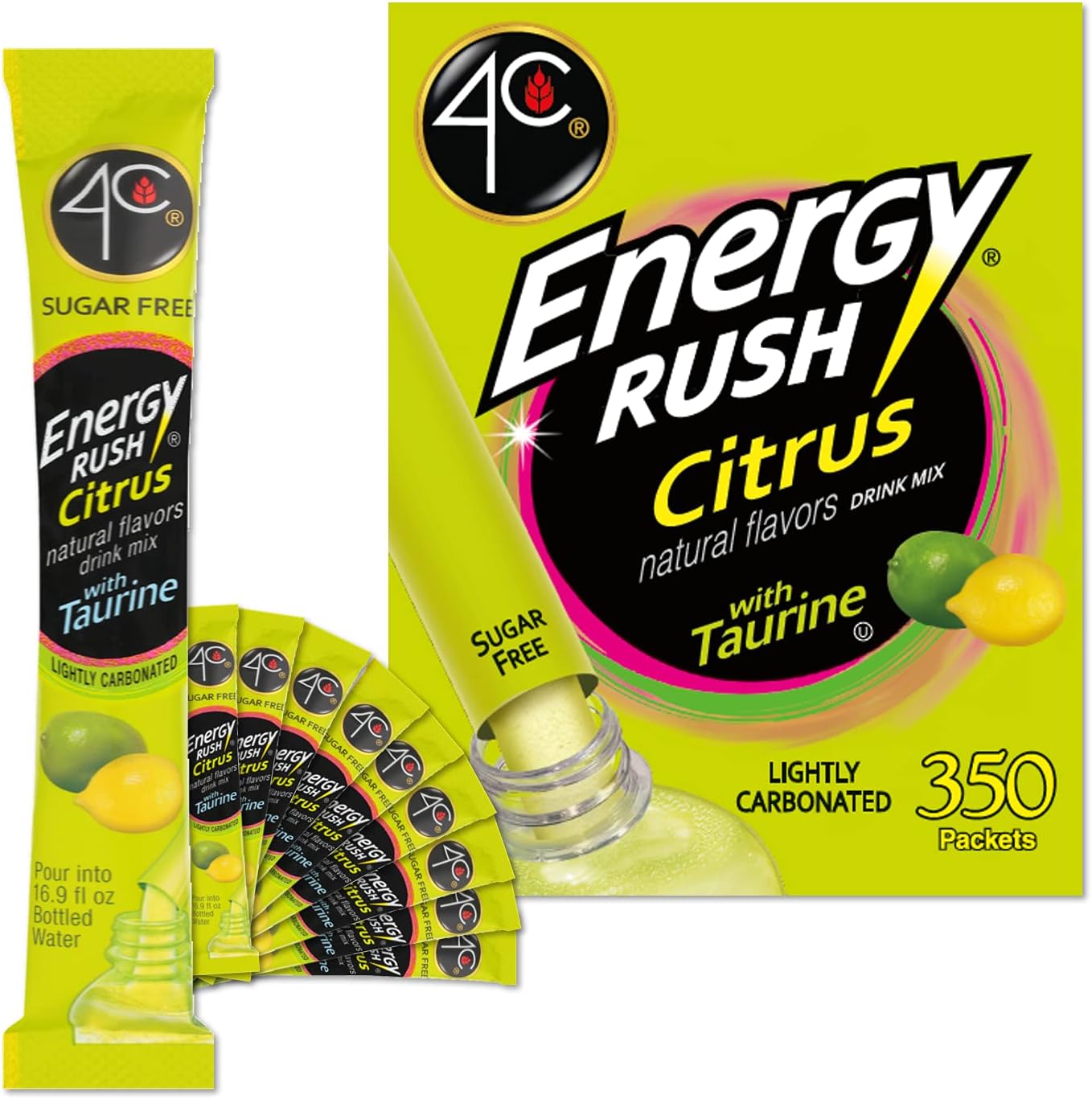 Powder Energy Rush Stix, Energy Rush - Citrus 350 Count, Bulk Buy, Singles Stix, On the Go, Refreshing Water Flavorings, Value Pack