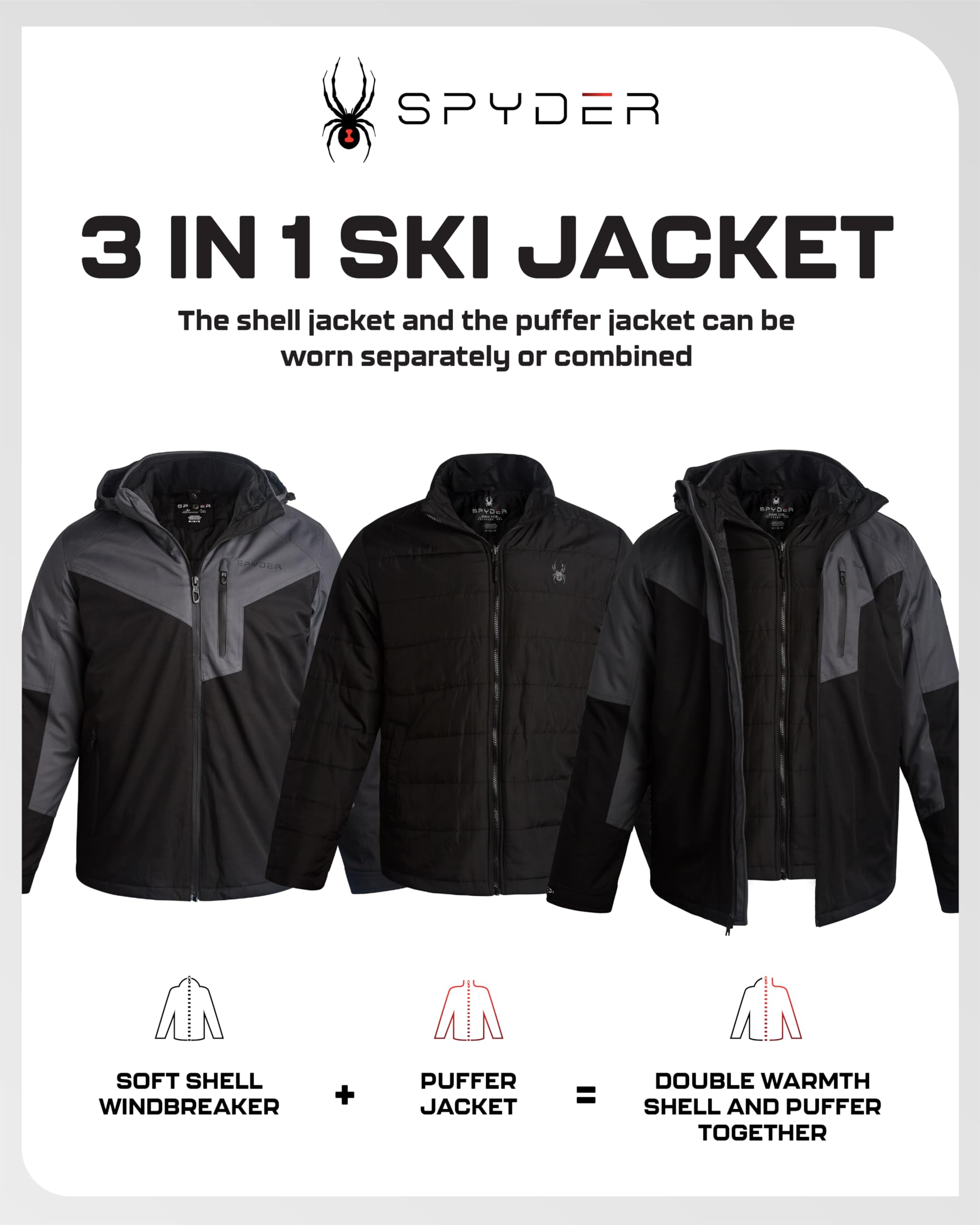 Spyder Herren 3-in-1 Snow Ski System Jacket Jacke (1er Pack)