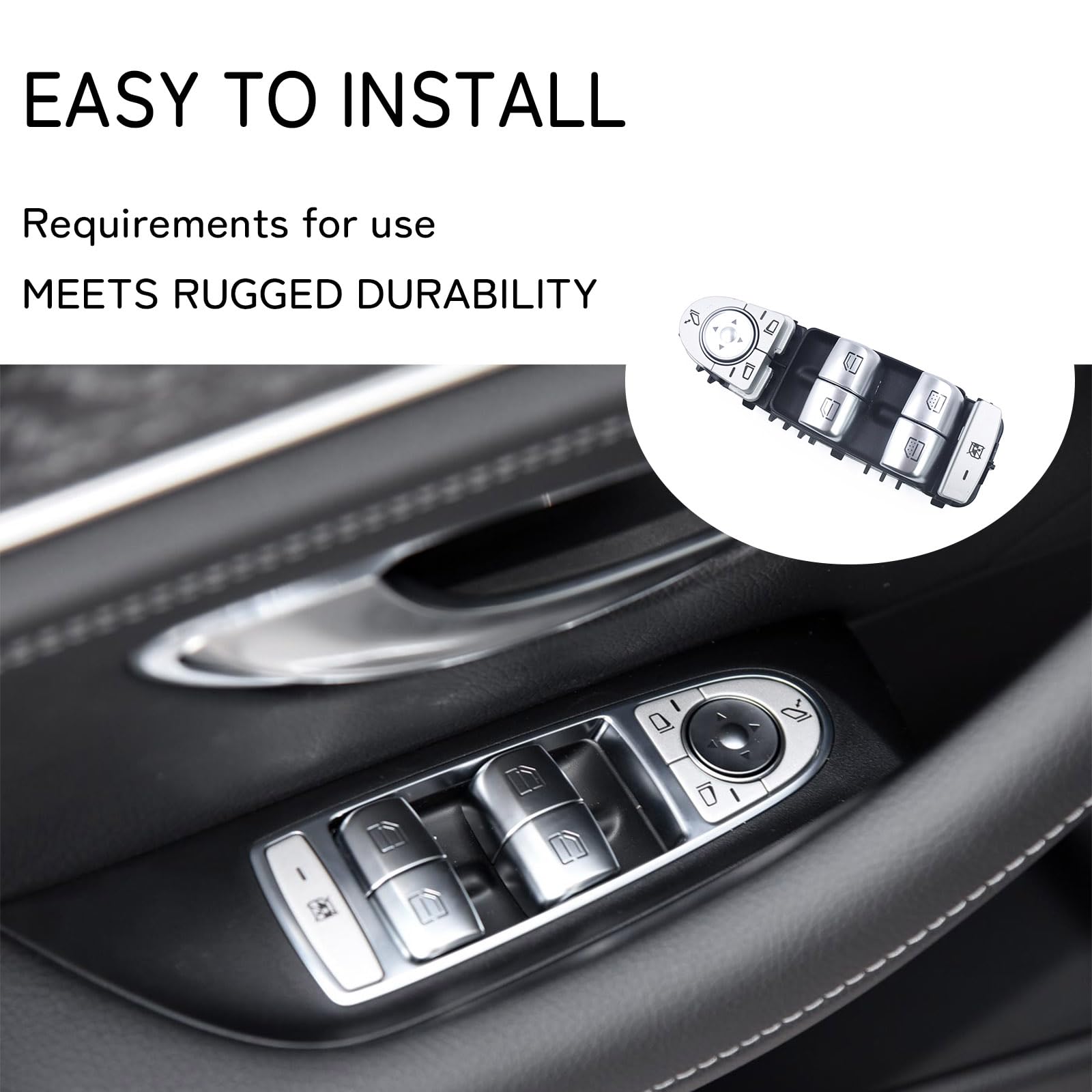 BZWS022 Interruttore Finestrino Elettrico per Lato Guidatore Nero Cromo Compatibile con A2139054803 A2229052004