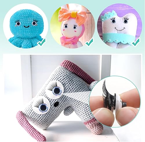 Miniatura 5 de TOAOB - 4 juegos de ojos de seguridad de 0.98 pulgadas con purpurina y arandelas y pestañas para Amigurumis de plástico plateado para manualidades,