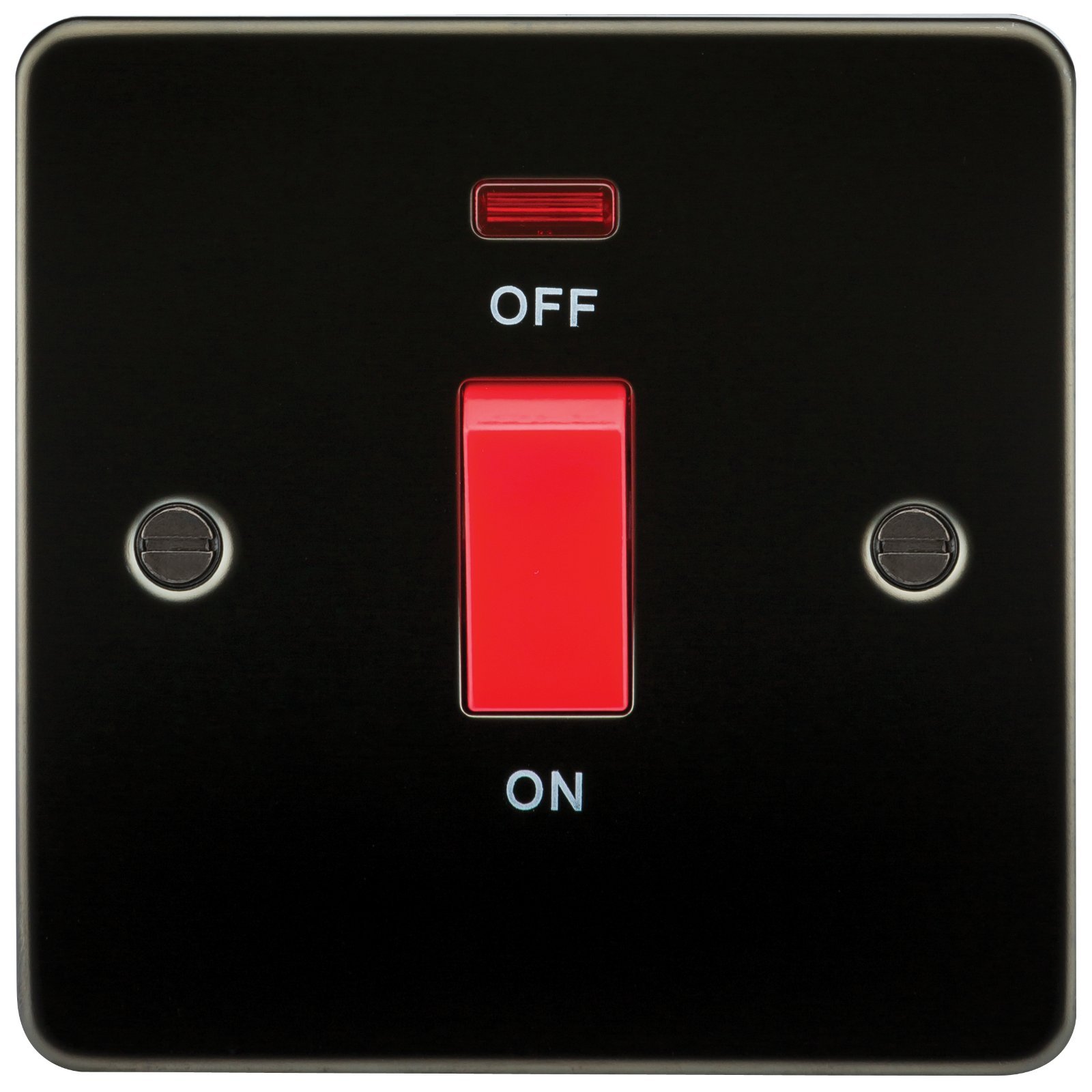 Knightsbridge FP8331NGM Plat FPAV8331NGM Flat Plate 45A 1G Dp Switch with Neon-Gunmetal, Gun Metal