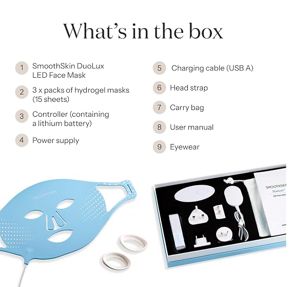 SMOOTHSKIN Red Light Therapy for Face, LED & Infrared Mask, Beauty Device for Youthful, Glowing Skin & Reduced Wrinkles