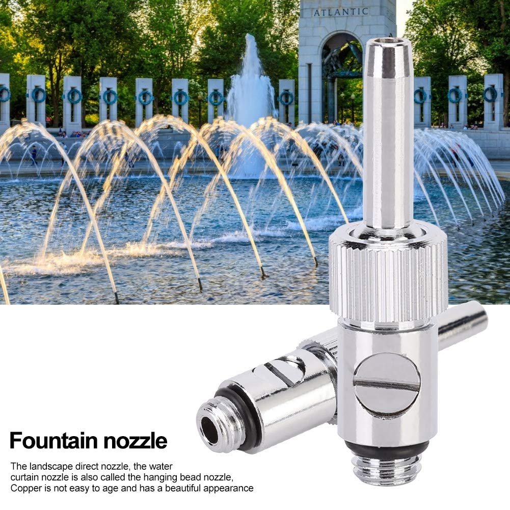 2Pcs M10 Fountain Nozzle, Copper Plated Fountain Nozzle with External Thread, Adjustable Direction Jet for Landscaping