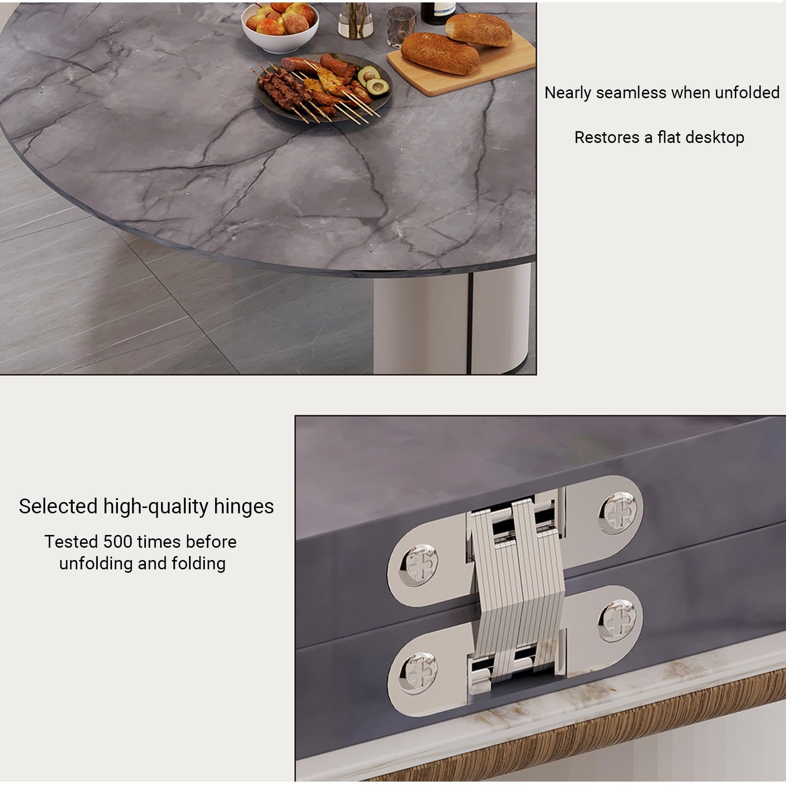 Extensor de mesa redonda plegable, mesa plegable ajustable de 47 a 86 pulgadas para eventos al aire libre, catering, banquetes, diseño que ahorra espacio para patio y actividades de juego