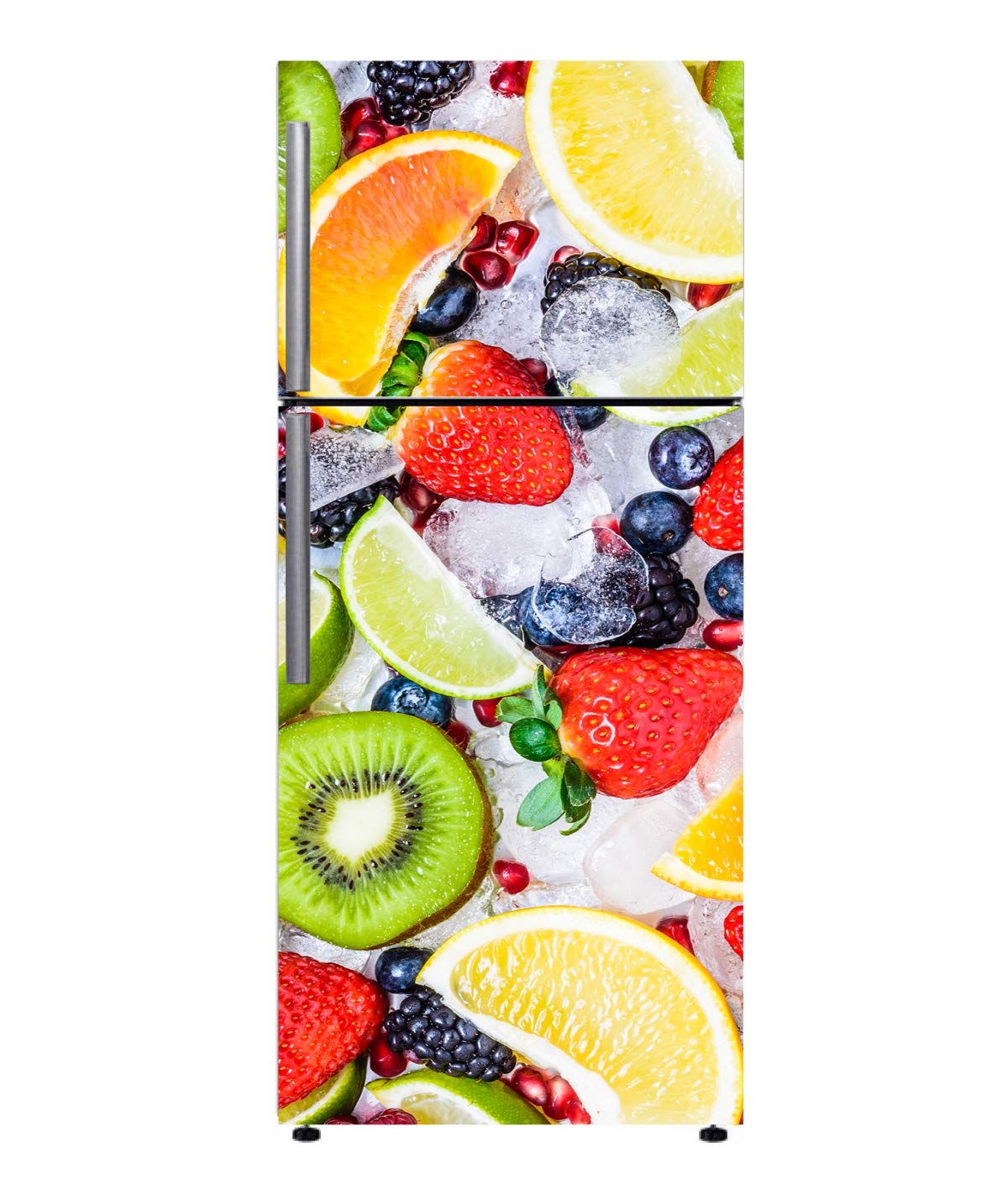 Sticker Studio PVC Vinyl Fruit Decorative Refrigerator Double Door Full