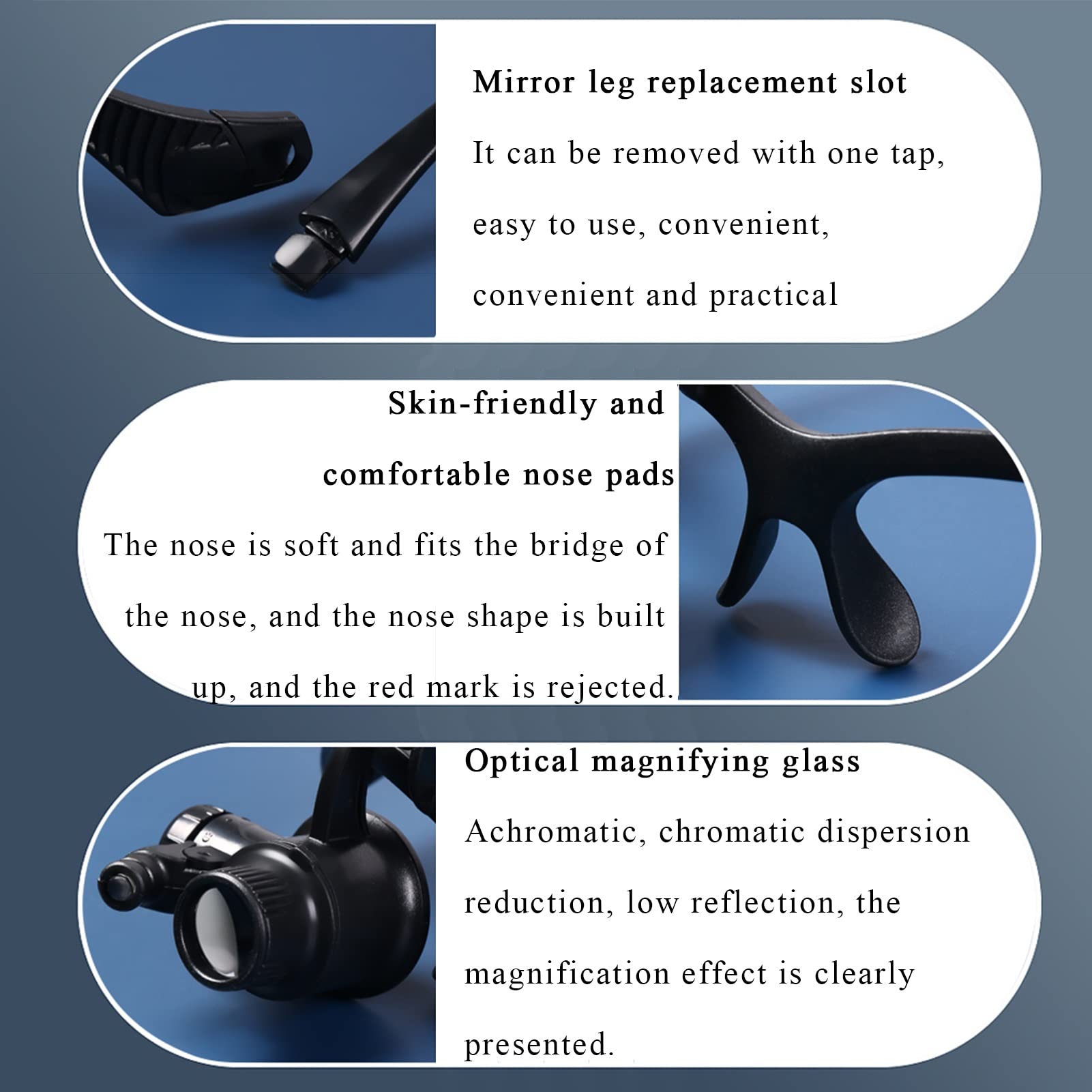 Lupa de Montaje en la Cabeza con luz LED, Lupa con 4 Lentes Desmontables, Lupa para reparación de Relojes, Lectura para Personas Mayores Double The Comfort