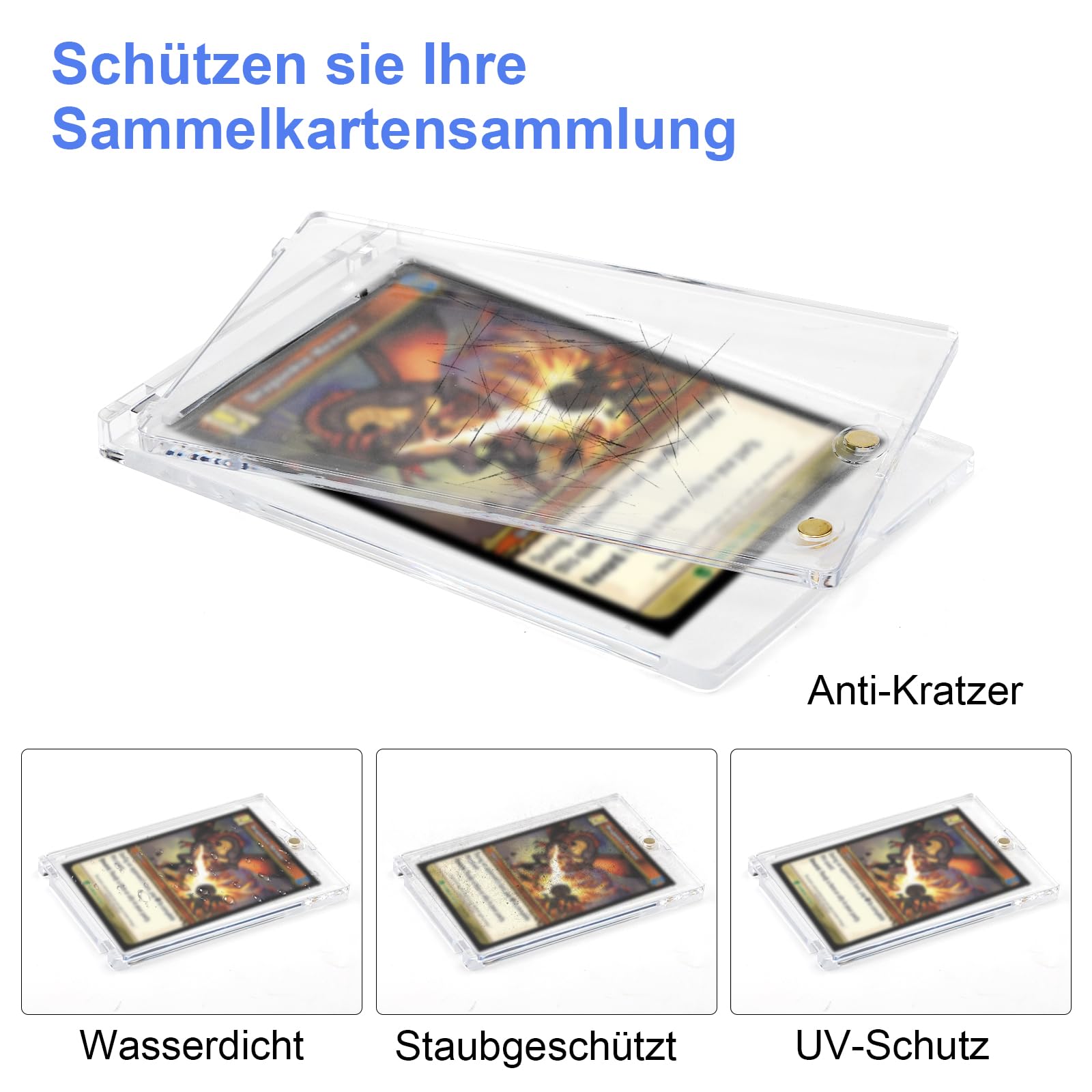 8 sztuk magnetycznych uchwytów na karty, karty kolekcjonerskie, UV, etui na karty do gry, 35 PT, z 6 stojakami na karty, karty handlowe na Pokemony, Yugioh, Magic, TCG, MTG, kolekcja kart