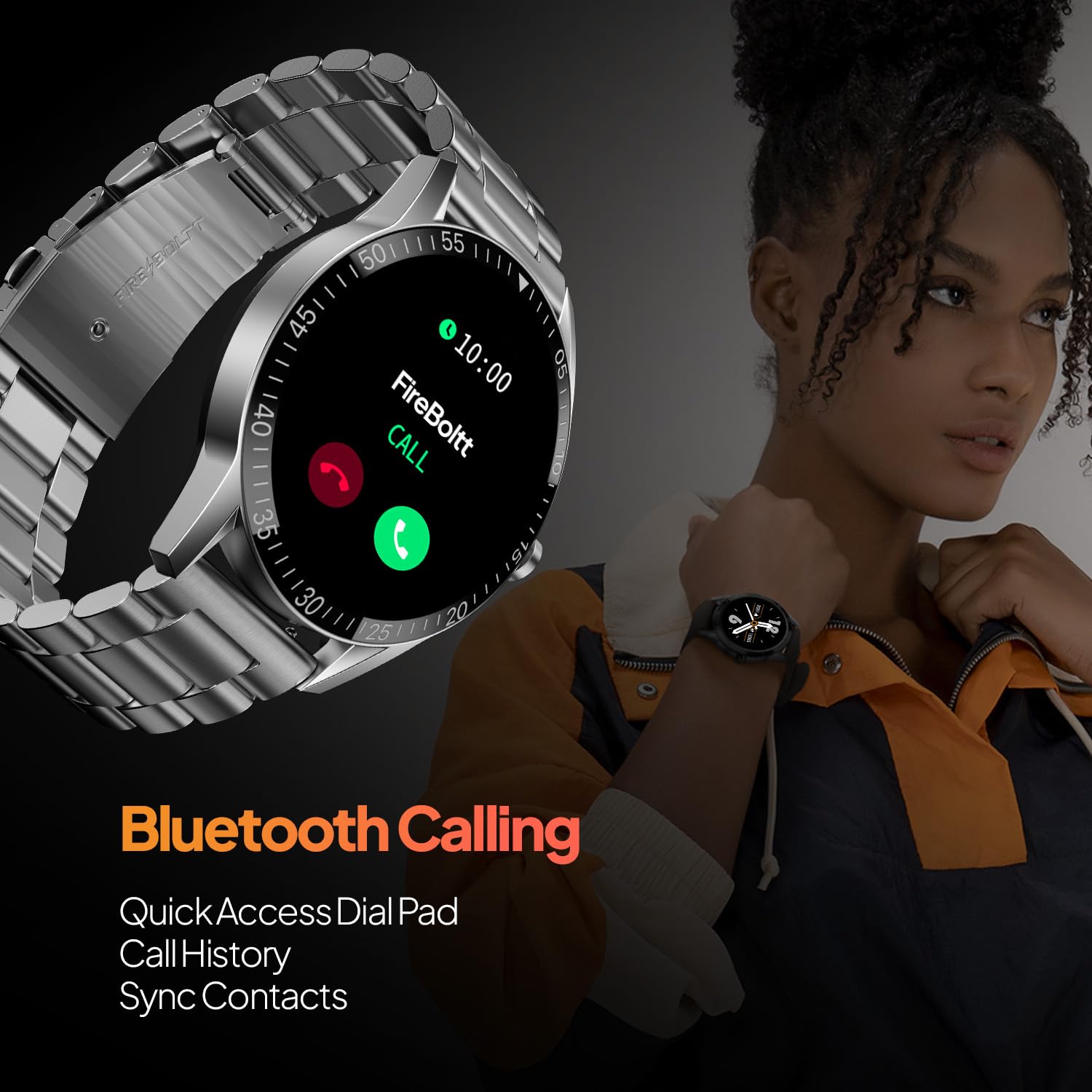 Fire-Boltt Talk Round Smart Watch 1.39″ TFT Display with Bluetooth Calling, Dual Button, Voice Assistance, SPO₂ & Heart Rate Monitor, 120+ Sports Modes, Metal Smartwatch for Men & Women - Silver 3
