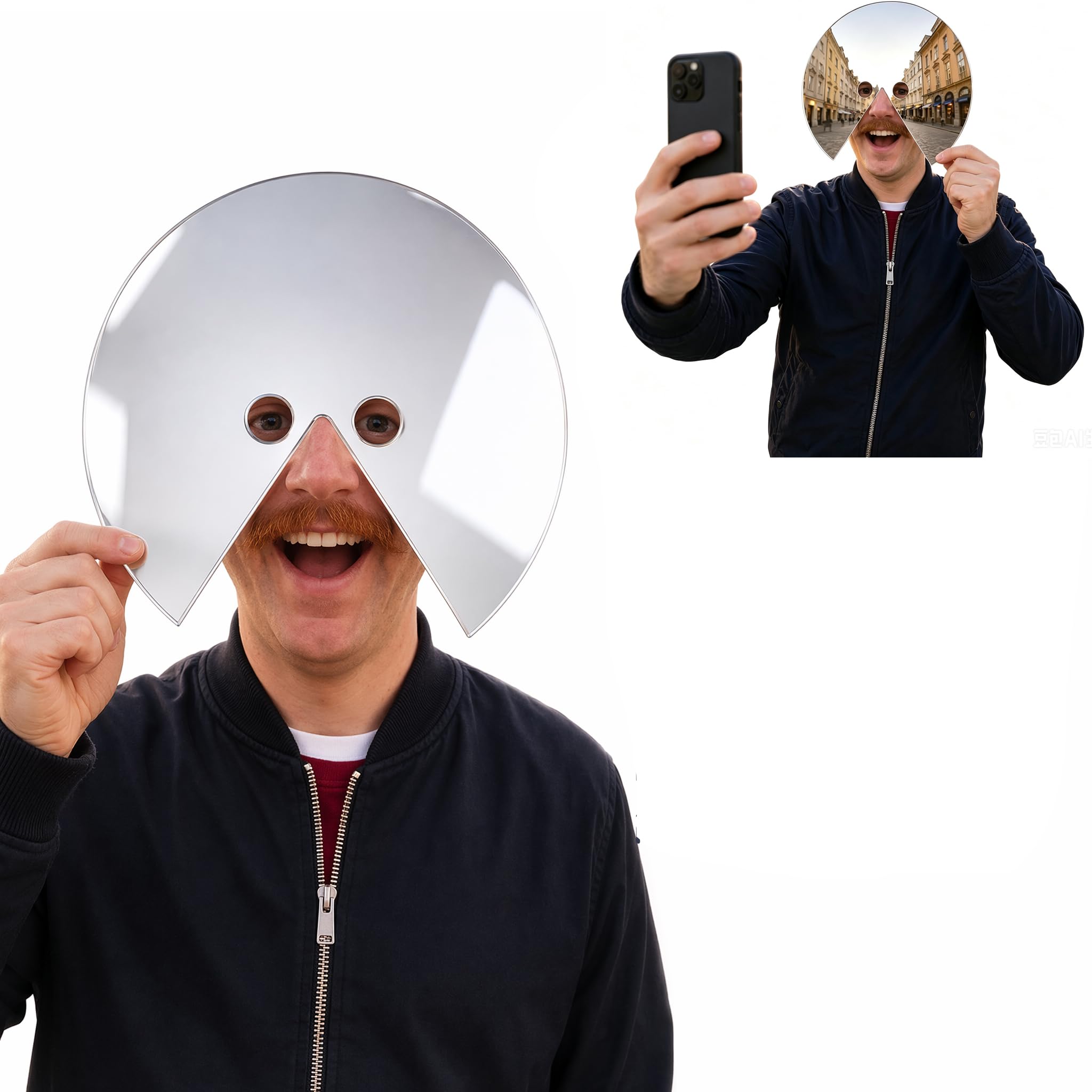 BRTNUP Acrylic Mirror Mask – Head-mounted Photo Prop, Novel Mirror Mask