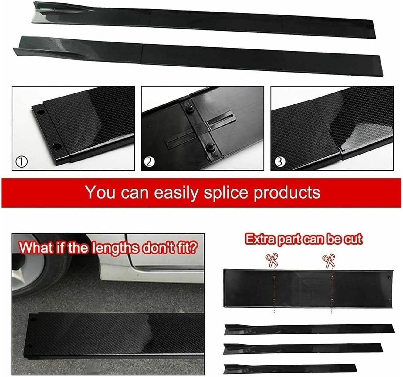 78.7インチ 86.6インチ サイドスカート エクステンション ロッカースプリッター ウィングレット ウィング ボディキット Au