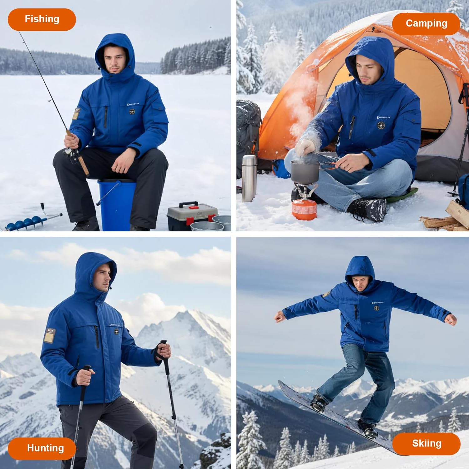 Heated Jacket for Men with 20000 mAh Battery Pack Fleece Lining Mens Heated Coat Waterproof Windproof Skiing Hunting - Image 7