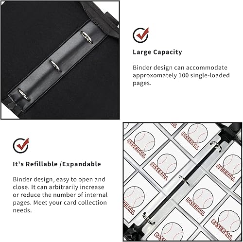 Miniatura 5 de ANNOR Carpeta de 9 bolsillos para tarjetas intercambiables, se adapta a 40 fundas extraíbles para 720 tarjetas, soporte portátil de almacenamiento