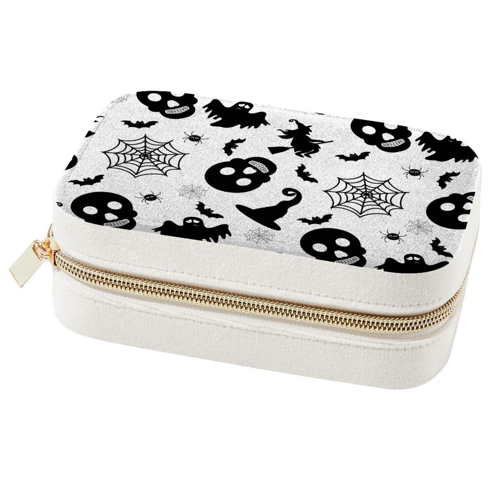 Boîte à bijoux tête de mort et fantôme portable pour bagues et colliers