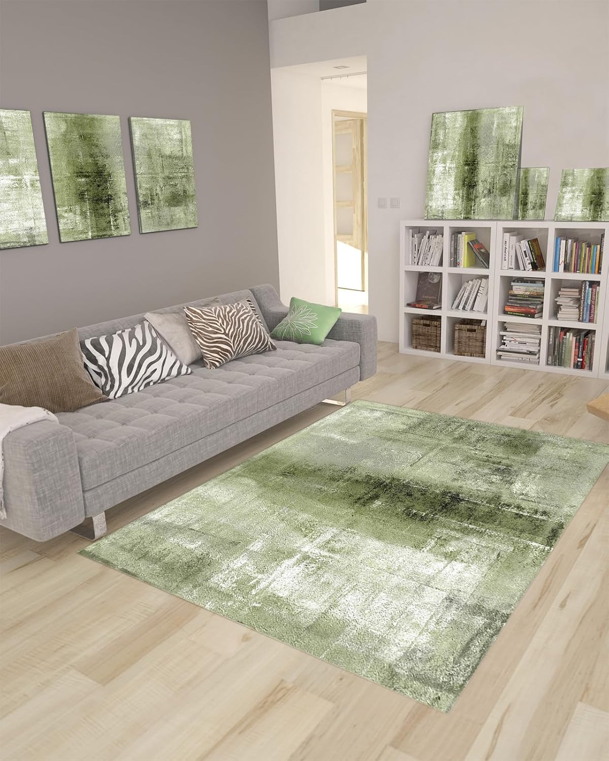 Sage Green Large Rectangular Area Rugs 4' x 6' Living Room