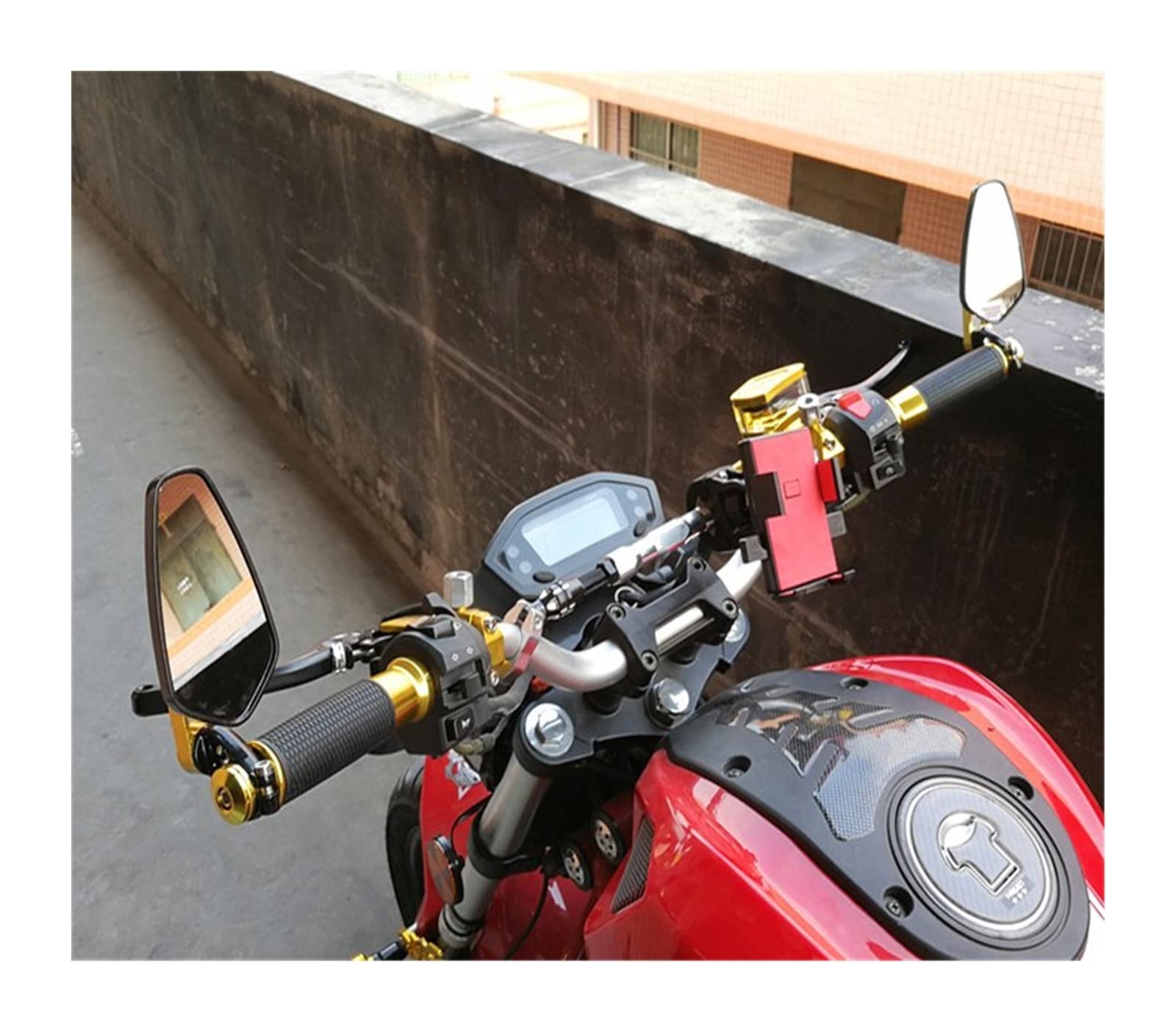 Rétroviseurs Moto 2 Pièces Moto Aluminium 7/8 "22mm Barre Fin Côté Rétroviseur Universel Moto Vélo Guidon Rétroviseurs Universels Rétroviseurs Latéraux de Moto(Gold)