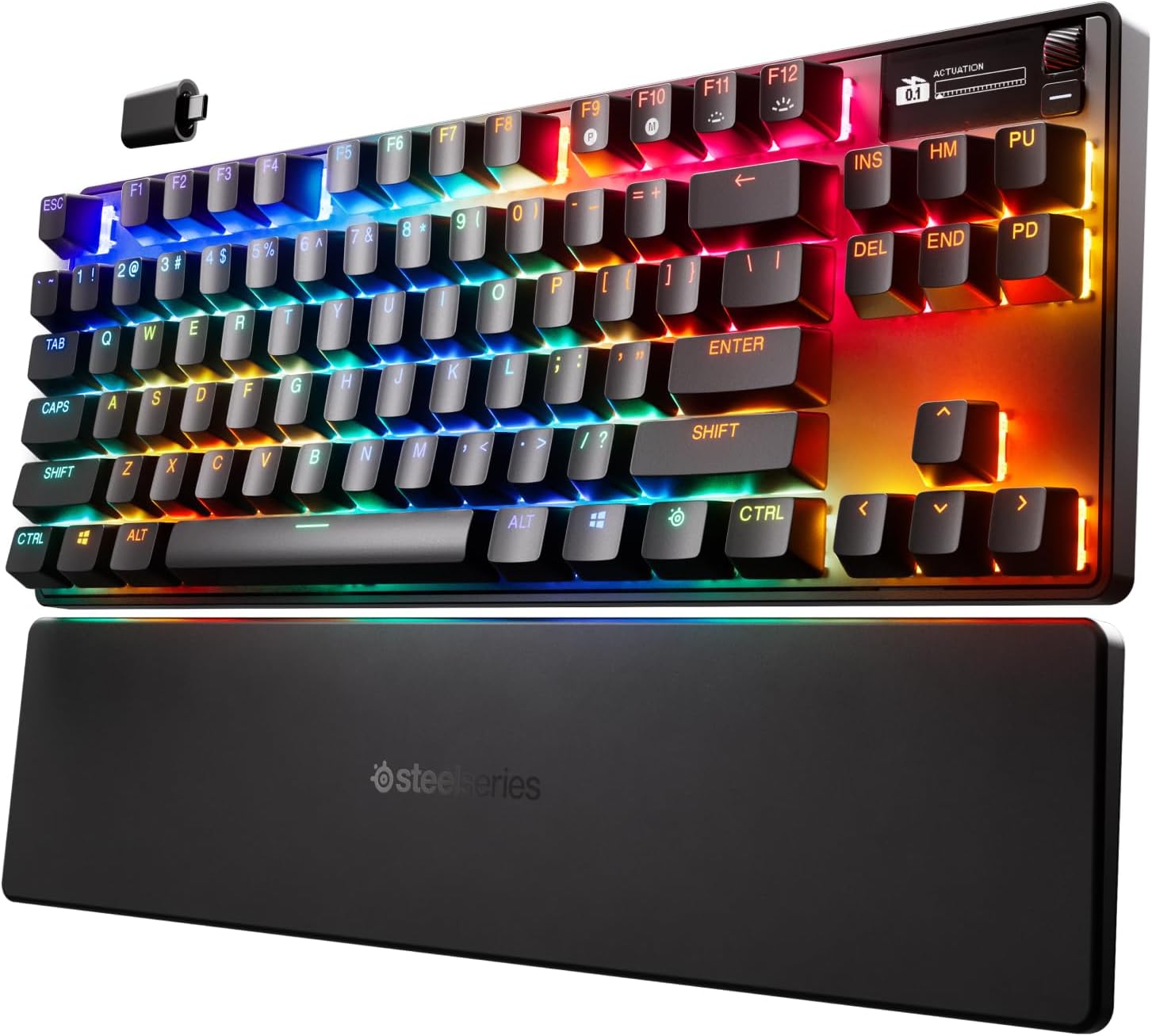 Apex Pro TKL Gen 3 Gaming Keyboard - OmniPoint 3.0 Analog Magnetic Switches, Quickset Auto-Presets (Rapid Trigger, Rapid Tap/SOCD, Protection Mode), OLED, RGB, PBT Keycaps, 2.4G+BT, Black