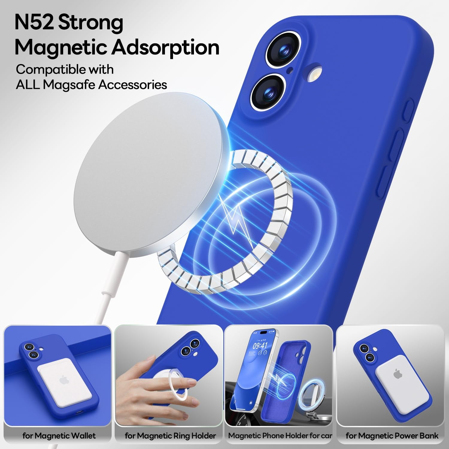 LOVE 3000 Designed for iPhone 17 Case, Premium Silicone [Compatible with Magsafe][Soft Anti-Scratch Microfiber Lining] Shockproof Protective Phone Case for Men Women 6.3", Klein Blue - Image 2