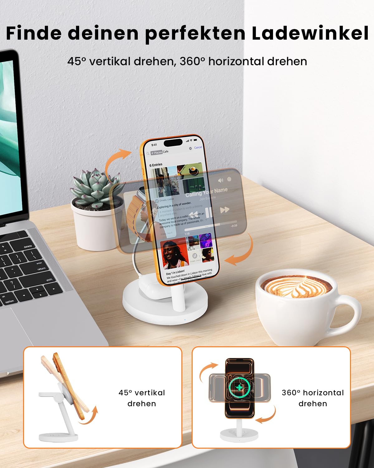 JoyGeek - Caricabatterie wireless Qi2.2, 25 W, 4 in 1, stazione di ricarica rapida magnetica per S26/S25 Ultra/Z Fold Flip7, Watch 8 Ultra/7/6/5 & Buds 4/3 Pro, alimentatore di rete da 45 W incluso