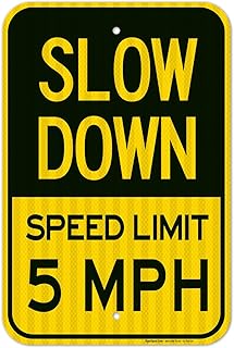 Slow Down Sign, Speed Limit 5 MPH Sign, 12x18 Inches, 3M EGP Reflective .063 Aluminum, Fade Resistant, Made in USA by Sigo Signs