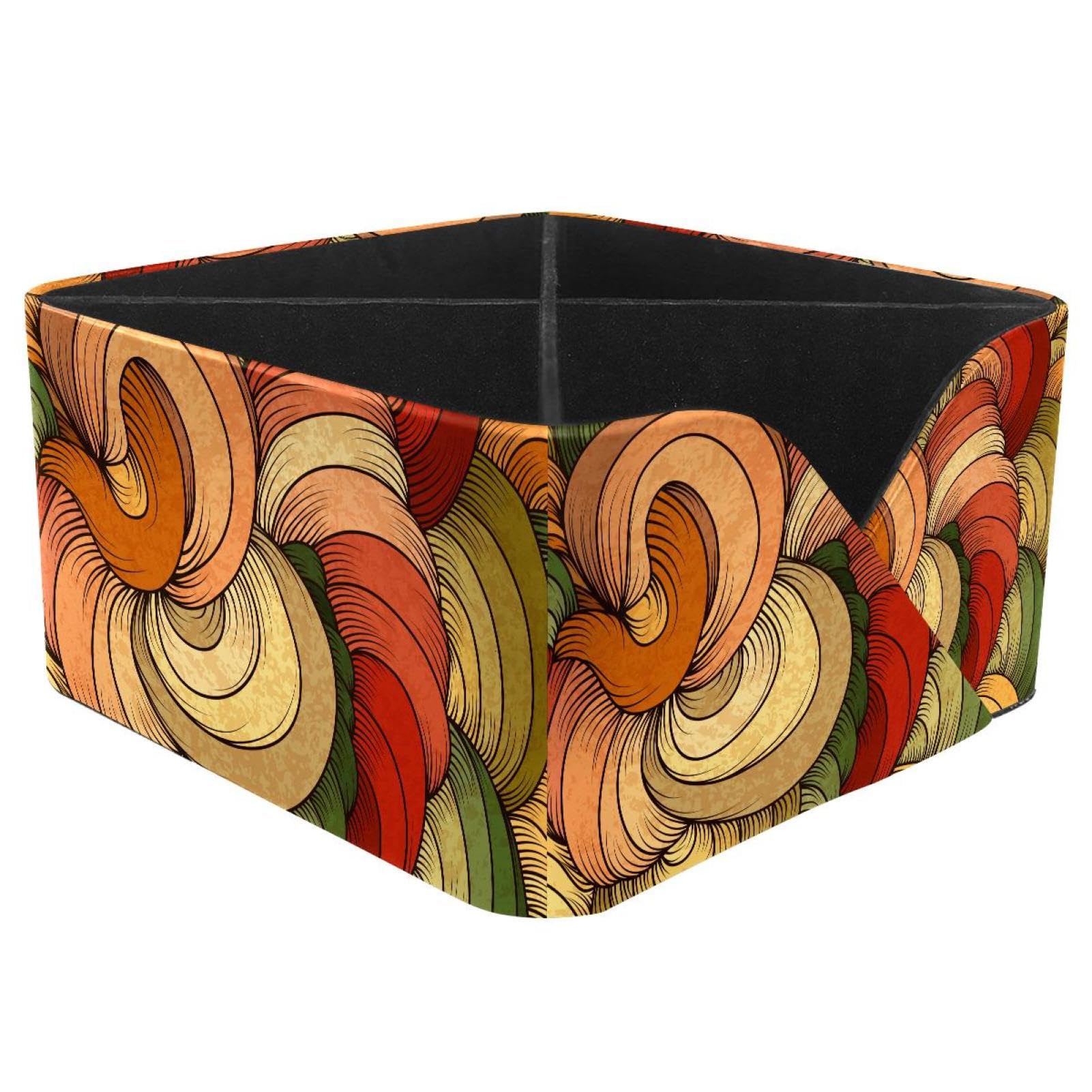 KengjuTesu Color Wave Floral Desktop Organizer Pen Holder, Rectangular Pencil Cup for Office, Study and Makeup Stations