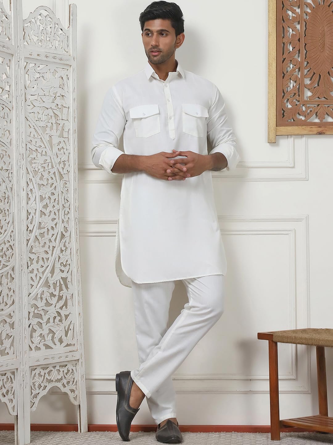 Maple Clothing Punjabi Kurta Pyjama-Set Pathani Herren-Baumwolle, indische Kleidung, Bollywood-Outfit