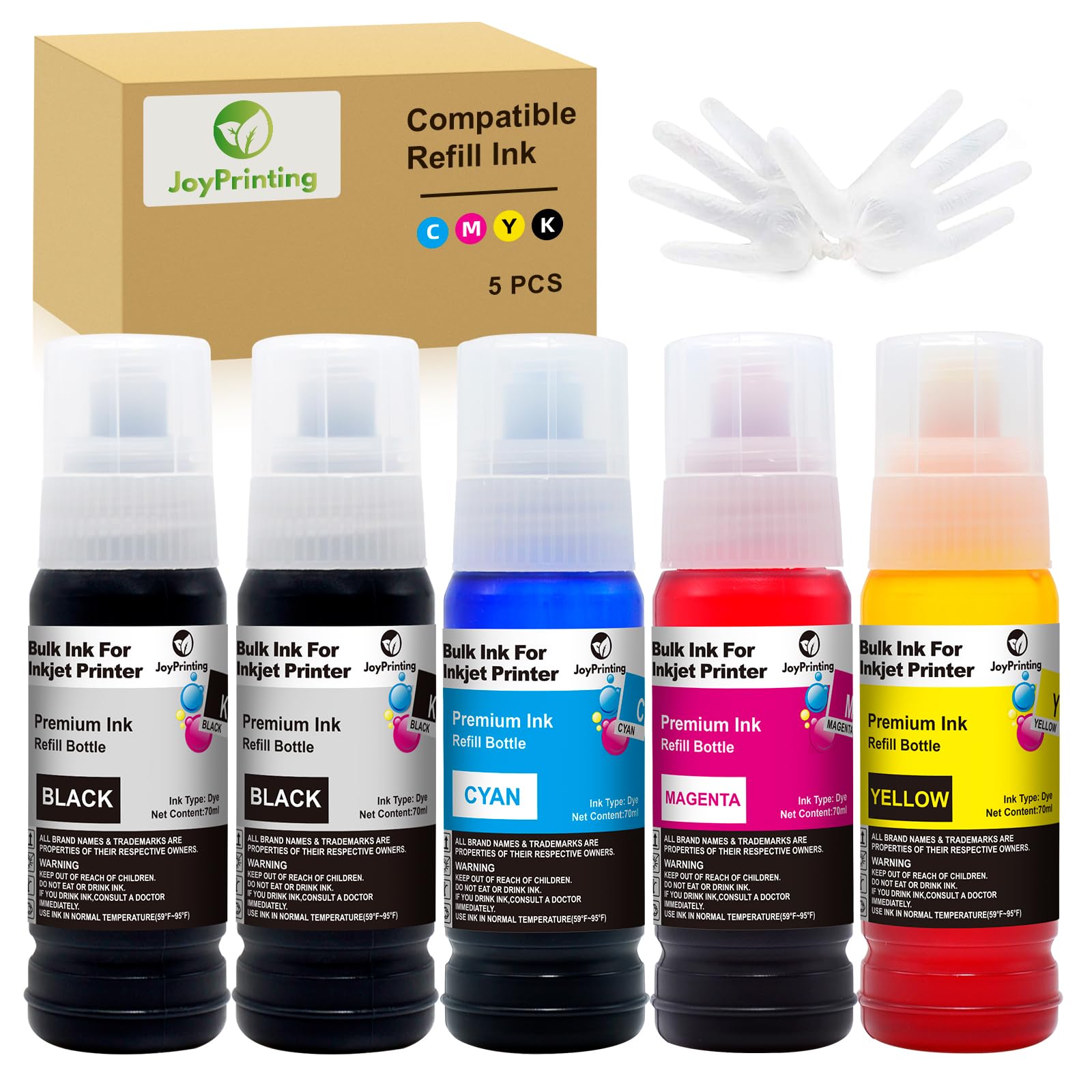 JoyPrinting E104 Tinte Kompatibel für Epson E104 Multipack Tintenflasche für Ecotank ET-2820 ET-2710 ET-2720 ET-2815 ET-2810 ET-2826 ET-1810 ET‑2711 ET-2712 ET-2715 ET-2714 ET-2721 ET-2726 ET-4800
