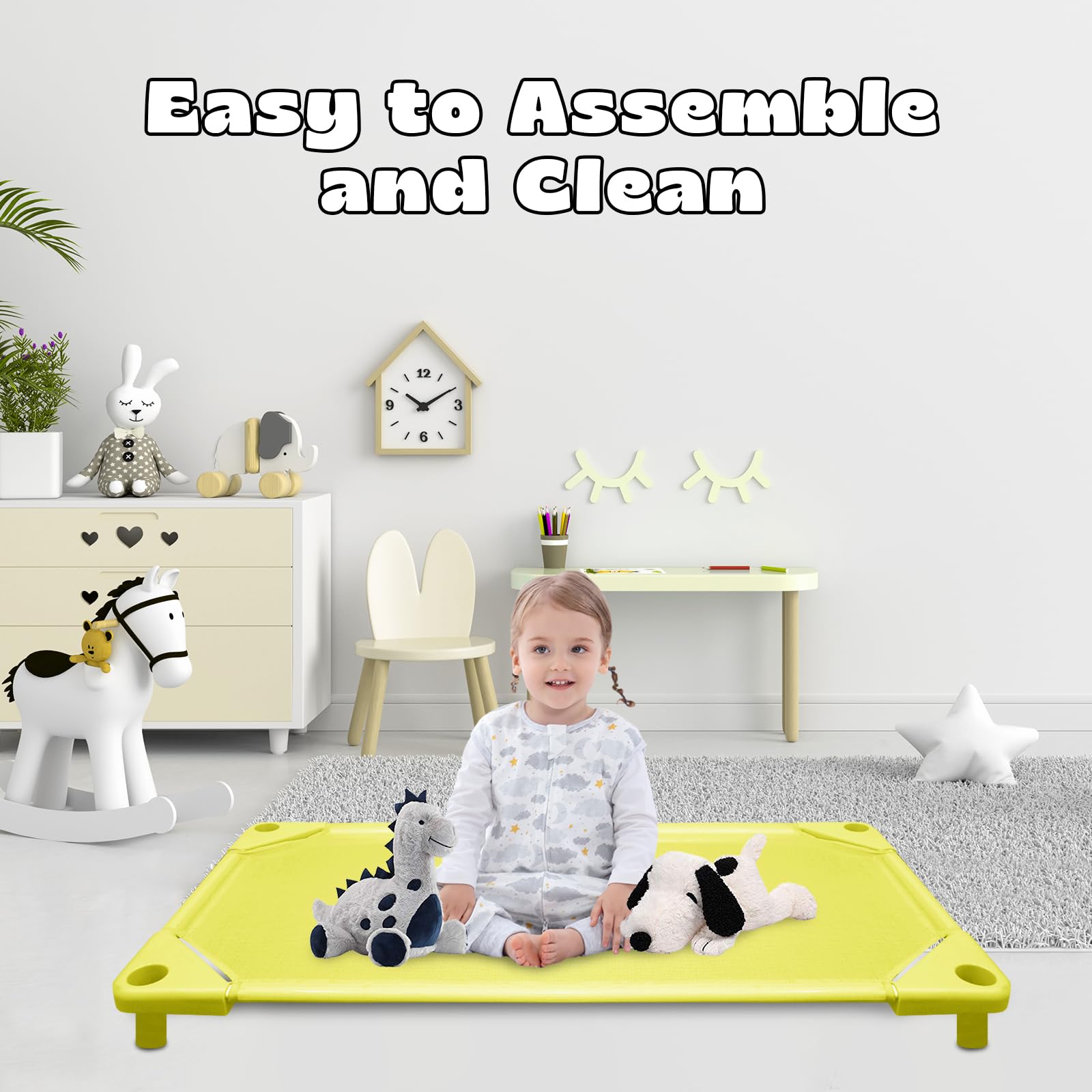 NOUJULOUN Daycare Cots,Cots for Daycare Kids,Preschool Stackable Cots Dollar,Nap Cots for Daycare Dollar (Macaron, 52"x23", 4Pack)