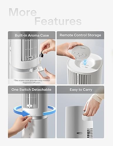 Miniatura 9 de PELONIS Ventilador de torre de 40 pulgadas para dormitorio, ventilador que sopla aire frío, ventilador oscilante con innovador diseño lavable, 2000