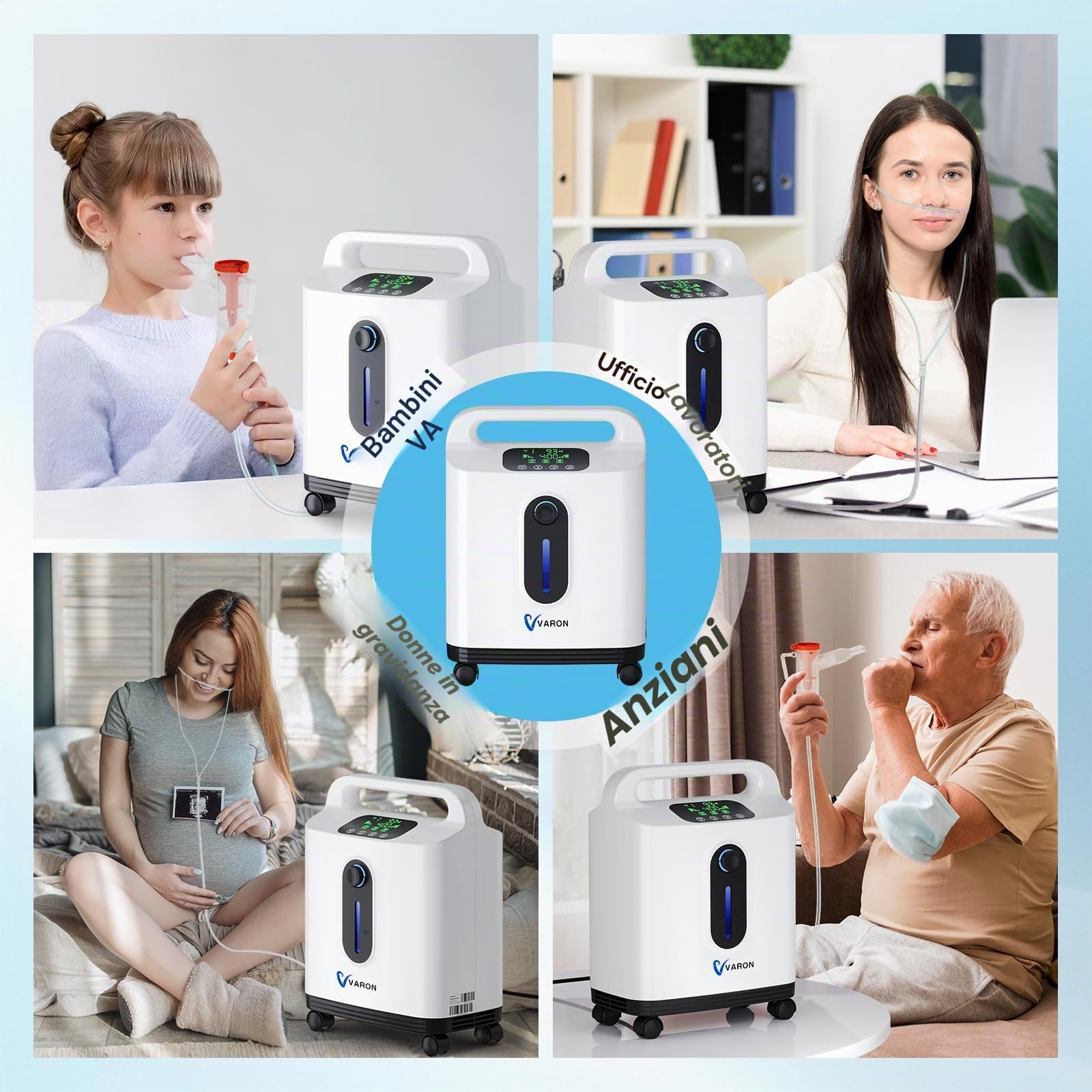 Concentratore di ossigeno per la casa, 93%, 1-8 l/m, concentratore di ossigeno regolabile, portatile, intelligente con telecomando, controllo intelligente