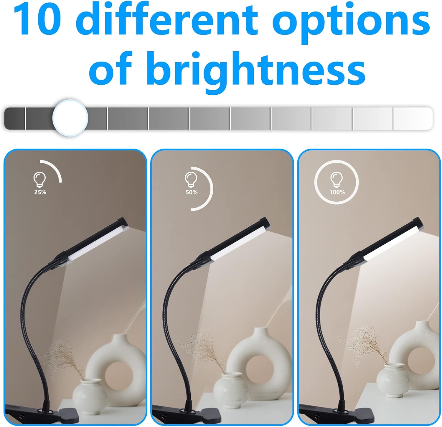 SHGPODA 80 LED Reading Light+ Free Adapter, 3 Color Temperature x 10 ...